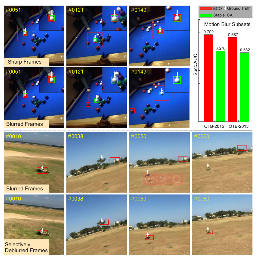 Exploring the effects of blur and deblurring to visual object tracking